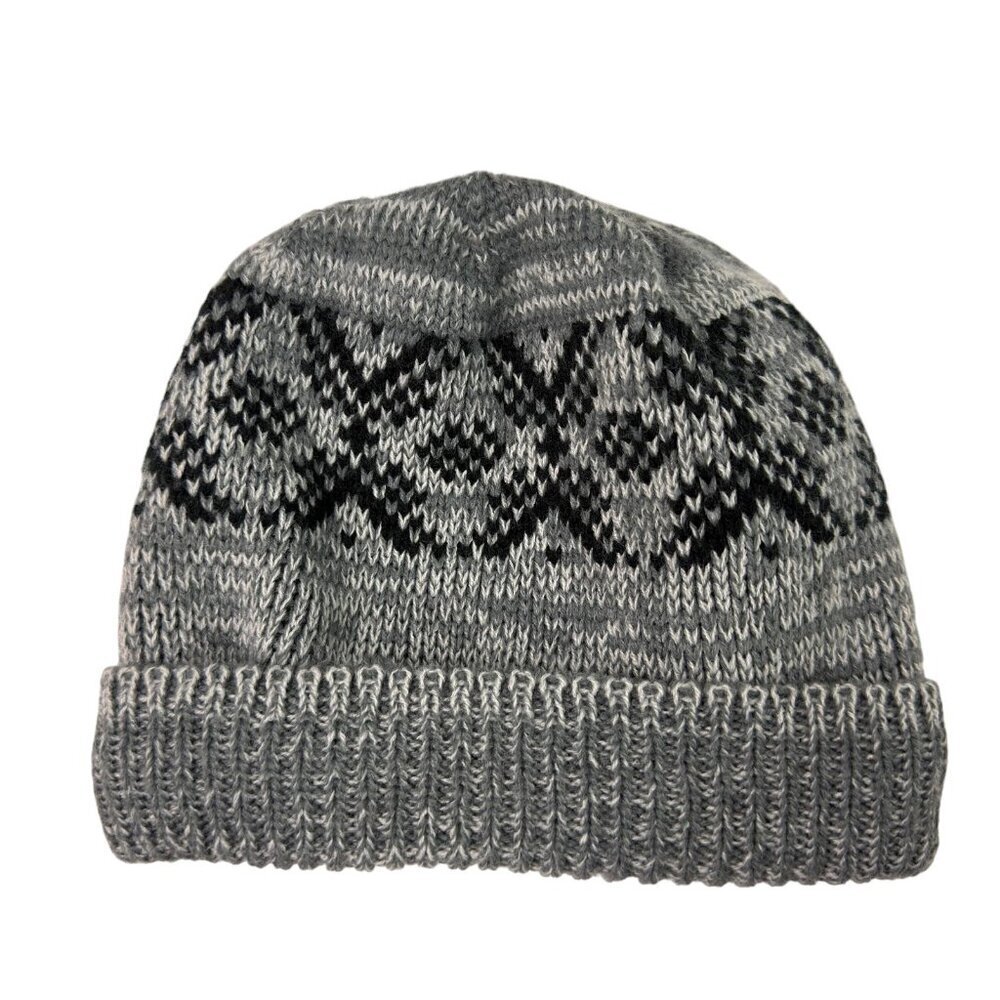 Kids Gray Knit Beanie Fleece Lined Winter Hat